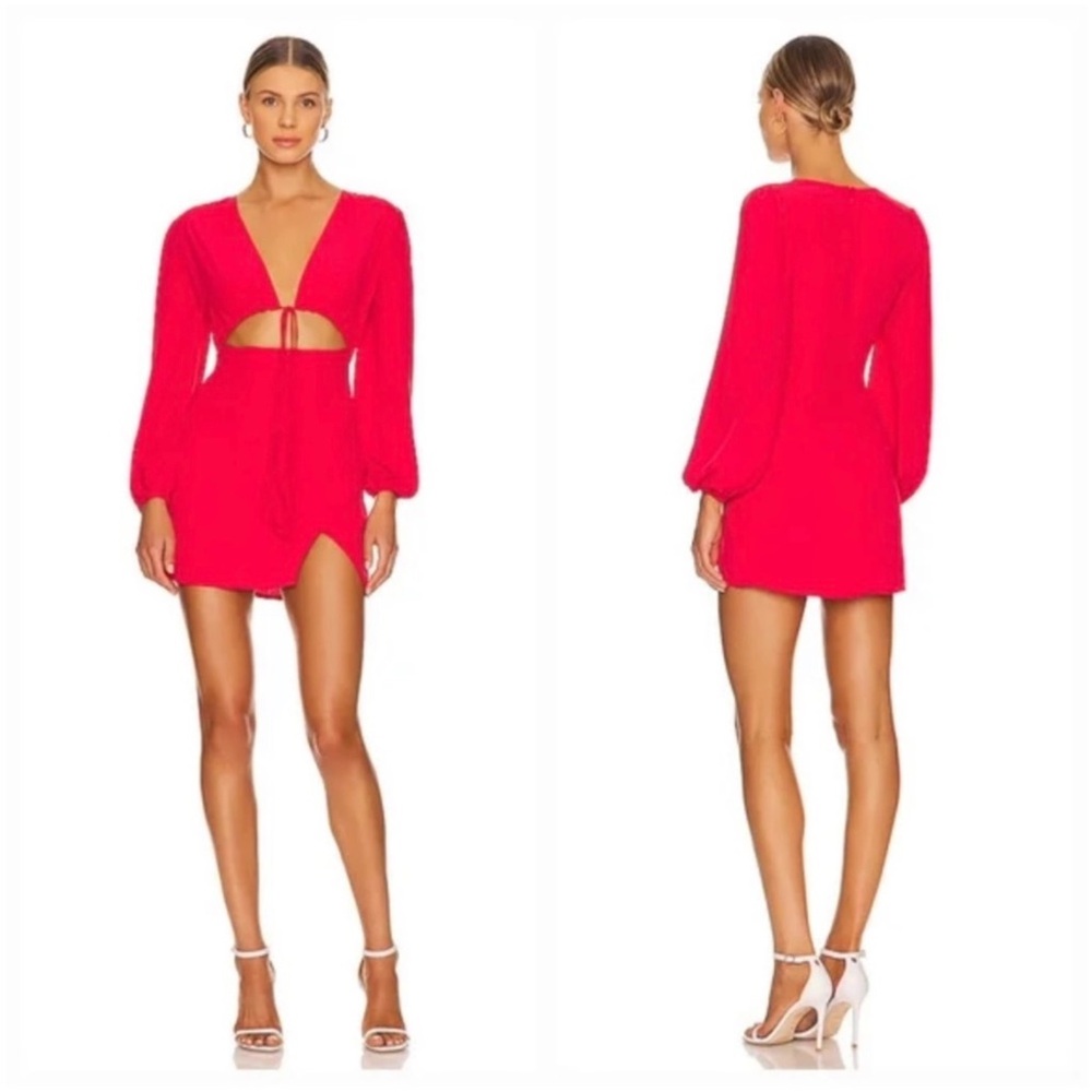 Superdown Selene Wrap Dress in Red, Size: XS
